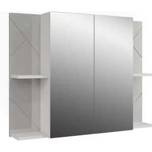 Badkamerspiegelkast wit/wit hoogglans 100×17.2×75 irma