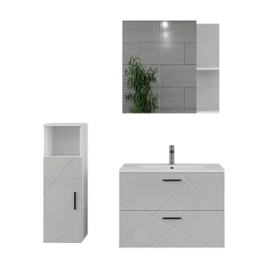 Badkamermeubelset wit/wit hoogglans 80×44.6×57 irma Badkamermeubelset wit/wit hoogglans 80×44.6×57 irma