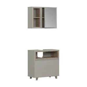 Badkamermeubelset grijs 60x30x61 elnor