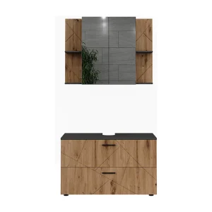 Badkamermeubelset antraciet/goudkleurig eiken 100×44.6×57 irma