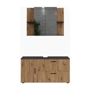 Badkamermeubelset antraciet/goudkleurig eiken 120.1x41x60.6 irma Badkamermeubelset antraciet/goudkleurig eiken 120.1x41x60.6 irma