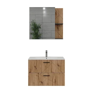 Badkamermeubelset antraciet/goudkleurig eiken 80×44.6×57 irma Badkamermeubelset antraciet/goudkleurig eiken 80×44.6×57 irma