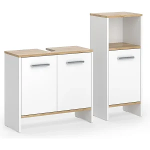 Badkamermeubelset eik wit/goud 63.8×26.3×57 karli Badkamermeubelset eik wit/goud 63.8×26.3×57 karli