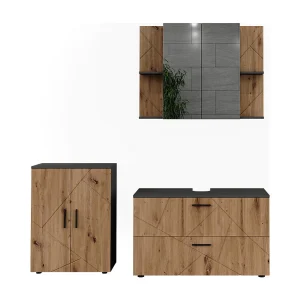 Badkamermeubelset antraciet/goudkleurig eiken 100.1x41x60.6 irma