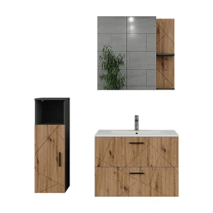 Badkamermeubelset antraciet/goudkleurig eiken 80×44.6×57 irma Badkamermeubelset antraciet/goudkleurig eiken 80×44.6×57 irma