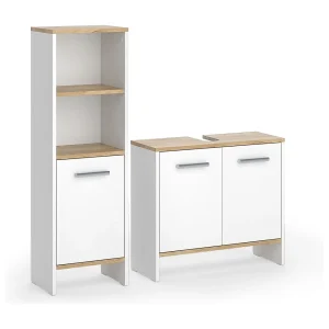 Badkamermeubelset eik wit/goud 63.8×26.3×57 karli Badkamermeubelset eik wit/goud 63.8×26.3×57 karli