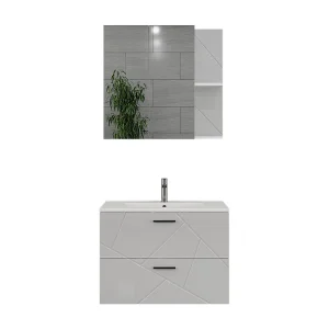 Badkamermeubelset wit/wit hoogglans 80×44.6×57 irma Badkamermeubelset wit/wit hoogglans 80×44.6×57 irma