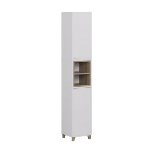 Badkamerkast wit/eiken 30x30x170 elnor Badkamerkast wit/eiken 30x30x170 elnor