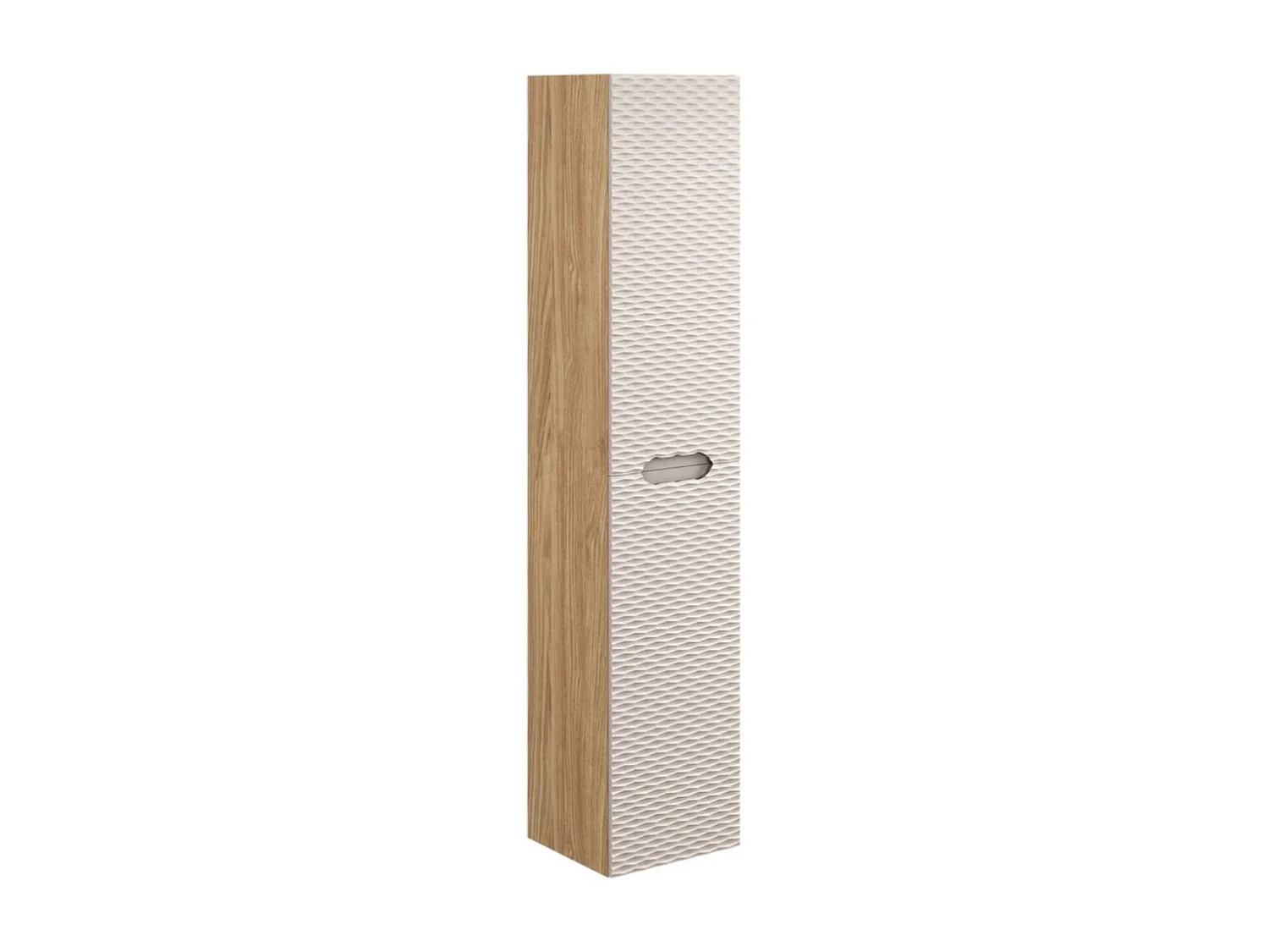 Badkamerkolom YOKA - Beige en licht eiken - 2 deuren