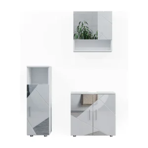 Badkamermeubel set wit hoogglans met inzetstukken 80x41x58.6 irma Badkamermeubel set wit hoogglans met inzetstukken 80x41x58.6 irma