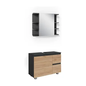 Badkamermeubel set grijs 80x33x60 j-shape Badkamermeubel set grijs 80x33x60 j-shape