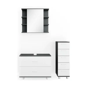 Badkamermeubel set wit/antraciet 80x33x60 ilias Badkamermeubel set wit/antraciet 80x33x60 ilias