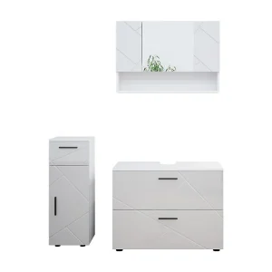 Badkamermeubel set wit hoogglans 80x41x58.6 irma Badkamermeubel set wit hoogglans 80x41x58.6 irma