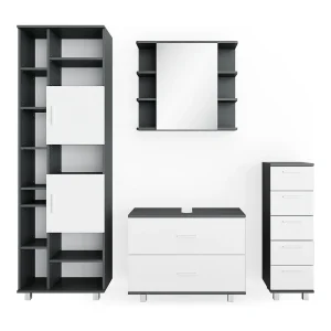 Badkamermeubel set wit/antraciet 80.2x33x60.8 ilias Badkamermeubel set wit/antraciet 80.2x33x60.8 ilias