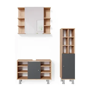 Badkamermeubel set krachtige eik goud 60x32x54 fynn Badkamermeubel set krachtige eik goud 60x32x54 fynn