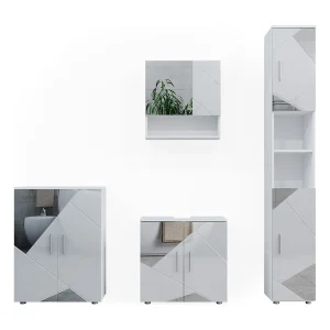 Badkamermeubel set wit hoogglans met inzetstukken 80x41x58.6 irma Badkamermeubel set wit hoogglans met inzetstukken 80x41x58.6 irma