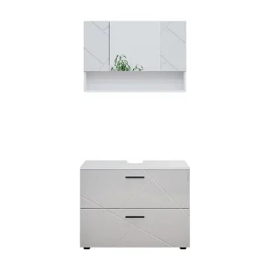 Badkamermeubel set wit hoogglans 80x41x58.6 irma Badkamermeubel set wit hoogglans 80x41x58.6 irma