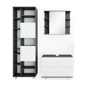 Badkamermeubel set wit/antraciet 80.2x33x60.8 ilias Badkamermeubel set wit/antraciet 80.2x33x60.8 ilias