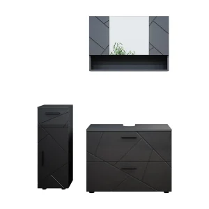 Badkamermeubel set antraciet hoogglans 80x41x58.6 irma