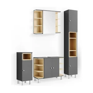 Badkamermeubel set antraciet 79.6x32x64 aquis Badkamermeubel set antraciet 79.6x32x64 aquis