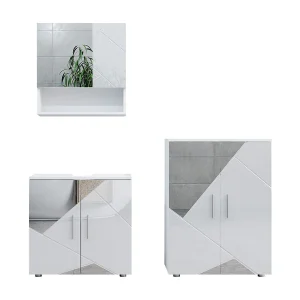 Badkamermeubel set wit hoogglans met inzetstukken 80x41x58.6 irma Badkamermeubel set wit hoogglans met inzetstukken 80x41x58.6 irma