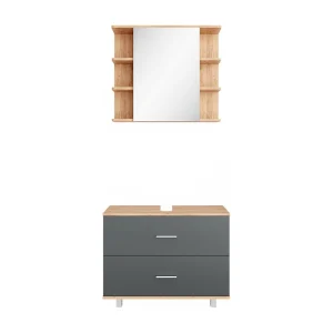 Badkamermeubel set antraciet/gouden eik 80.2x33x60.8 ilias Badkamermeubel set antraciet/gouden eik 80.2x33x60.8 ilias