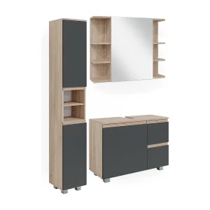 Badkamermeubel set sonoma 80x33x60 j-shape