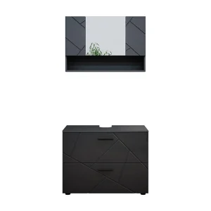 Badkamermeubel set antraciet hoogglans 80x41x58.6 irma