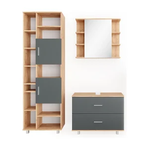 Badkamermeubel set antraciet/gouden eik 80.2x33x60.8 ilias Badkamermeubel set antraciet/gouden eik 80.2x33x60.8 ilias