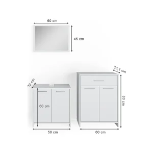 Badkamermeubel set wit 58x33x60 kiko