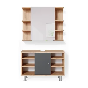 Badkamermeubel set krachtige eik goud 60x32x54 fynn