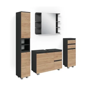 Badkamermeubel set grijs 80x33x60 j-shape Badkamermeubel set grijs 80x33x60 j-shape