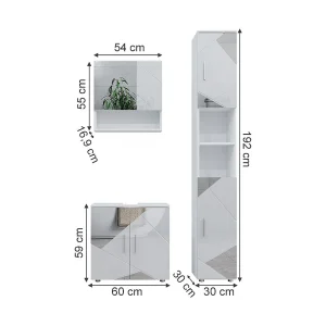 Badkamermeubel set wit hoogglans met inzetstukken 80x41x58.6 irma Badkamermeubel set wit hoogglans met inzetstukken 80x41x58.6 irma
