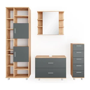 Badkamermeubel set antraciet/gouden eik 80.2x33x60.8 ilias Badkamermeubel set antraciet/gouden eik 80.2x33x60.8 ilias