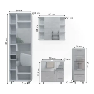 Badkamermeubel set wit hoogglans 60x33x60 ilias Badkamermeubel set wit hoogglans 60x33x60 ilias