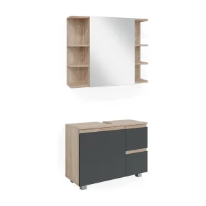 Badkamermeubel set sonoma 80x33x60 j-shape