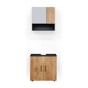 Badkamermeubel set eik goud/antraciet 80x41x58.6 irma Badkamermeubel set eik goud/antraciet 80x41x58.6 irma