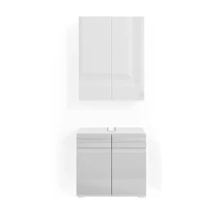 Badkamermeubel set wit hoogglans 56x34x60 fredd