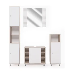 Badkamermeubelset sonoma/wit 60x32x54 fynn Badkamermeubelset sonoma/wit 60x32x54 fynn