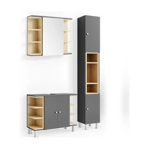 Badkamermeubel set antraciet 79.6x32x64 aquis Badkamermeubel set antraciet 79.6x32x64 aquis