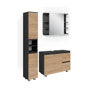 Badkamermeubel set grijs 80x33x60 j-shape Badkamermeubel set grijs 80x33x60 j-shape