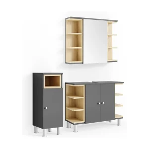 Badkamermeubel set antraciet 79.6x32x64 aquis Badkamermeubel set antraciet 79.6x32x64 aquis