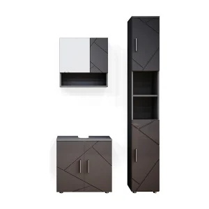 Badkamermeubel set antraciet hoogglans 80x41x58.6 irma