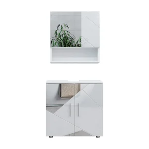 Badkamermeubel set wit hoogglans met inzetstukken 80x41x58.6 irma Badkamermeubel set wit hoogglans met inzetstukken 80x41x58.6 irma