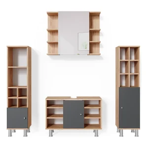 Badkamermeubel set krachtige eik goud 60x32x54 fynn