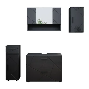 Badkamermeubel set antraciet hoogglans 80x41x58.6 irma