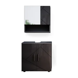 Badkamermeubel set antraciet hoogglans 80x41x58.6 irma