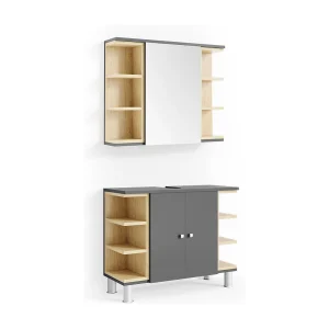 Badkamermeubel set antraciet 79.6x32x64 aquis Badkamermeubel set antraciet 79.6x32x64 aquis