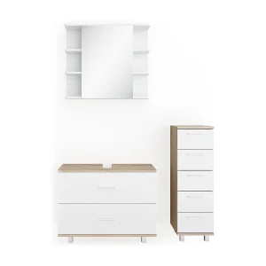 Badkamermeubel set wit/sonoma 80x33x60 ilias Badkamermeubel set wit/sonoma 80x33x60 ilias