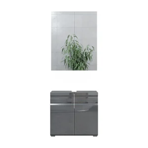Badkamermeubelset antraciet hoogglans 56x34x60 fredd